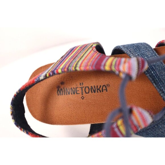 MINNETONKA by Denim & Striped Lace-Up Sandals for Women Size 9 - Picture 7 of 8